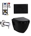 CREAVIT Hangtoilet set Glans zwart met Bidet Creavit tp325 zwart Inbouwreservoir, bidetkraan en bedieningspaneel zwart toiletbril softclose.