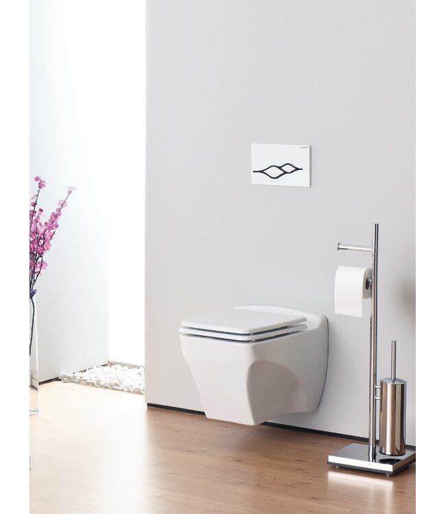 Design Hangtoilet met bidet Creavit BL320 RVS sproeier Taharet incl. Toiletbril Soft close
