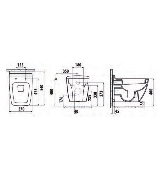 Design Hangtoilet met bidet Creavit BL320 RVS sproeier Taharet incl. Toiletbril Soft close