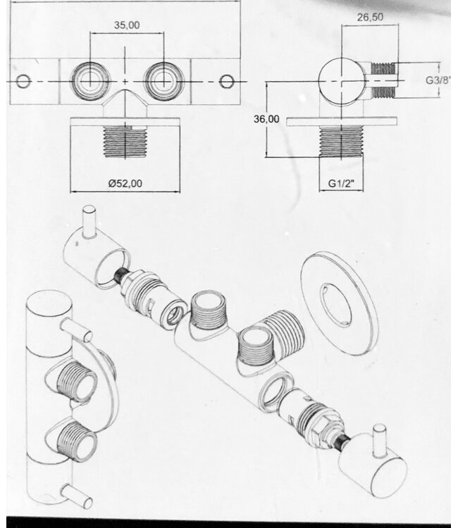 CREAVIT Creavit Dubbeldienstkraan bidetkraan met dubbel uitgang Hoekstopkraan geschikt voor Staandtoilet