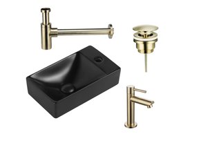 Fonteinset Zwart Rechts / Links Creavit - Goud Fonteinkraan Sifon ClickWaste