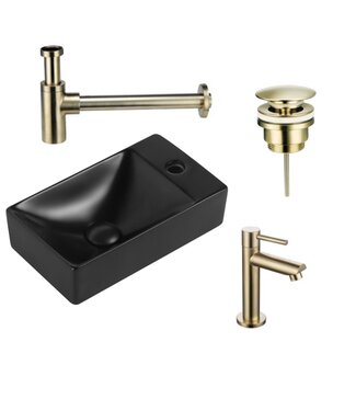 CREAVIT Fonteinset Zwart Rechts / Links Creavit - Goud Fonteinkraan Sifon ClickWaste