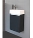 Toiletmeubel Trendline Hoogglans Antraciet 40x52x22cm L/R Kraangat Rechts MDF Rechtsdraaiend Softclose Greeploos Mineraalmarmer Fontein