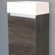 SaniPro Toiletmeubel Trendline Century Oak 40x52x22cm L/R Kraangat Rechts MDF Rechtsdraaiend Softclose Greeploos Mineraalmarmer Fontein