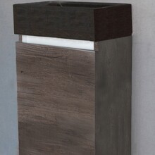 Toiletmeubel Trendline Stone Century Oak 40x52x22cm Kraangat Rechts MDF Rechtsdraaiend Softclose Greeploos Natuurstenen Wasbak