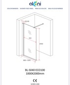 Inloopdouche 100x200cm Antikalk Helder Glas Aloni Eco Antikalk Omkeerbaar Helderglas 8mm Veiligheidsglas Nanocoating Chroom Profiel