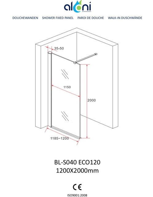 Inloopdouche 120x200cm Antikalk Helder Glas Aloni Eco Antikalk Omkeerbaar Helderglas 8mm Veiligheidsglas Nanocoating Chroom Profiel Inloopdouche 120x200cm Antikalk Helder Glas Aloni Eco Antikalk Omkeerbaar Helderglas 8mm Veiligheidsglas Nanocoating Chroom Profiel