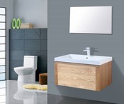 Badkamermeubelset 80cm Sanipro Vision Trend massief eiken hout met Kunstmarmer wasbak