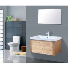 Badkamermeubelset 80cm Sanipro Vision Trend massief eiken hout met Kunstmarmer wasbak