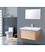 SANI-SUPPLY Badkamermeubelset 80cm Sanipro Vision Trend massief eiken hout met Kunstmarmer wasbak