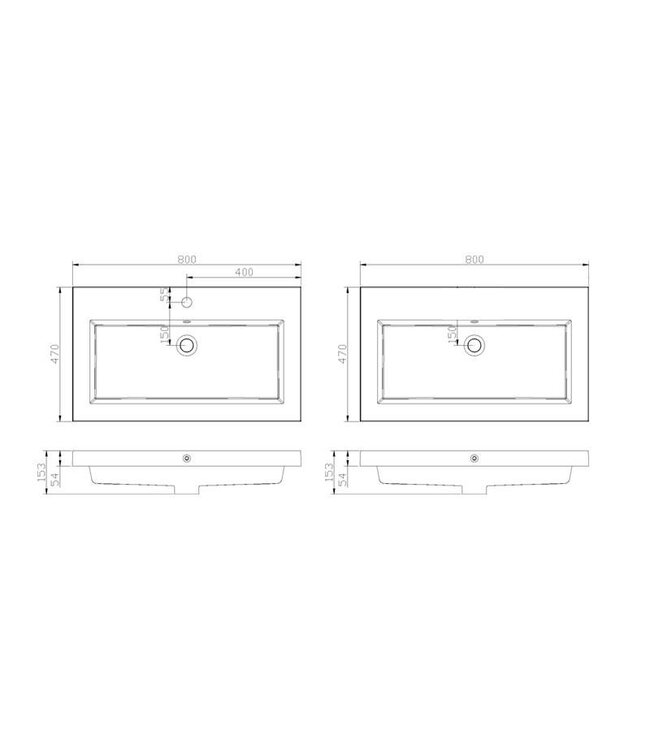 Badkamermeubelset 80cm Sanipro Vision Trend massief eiken hout met Kunstmarmer wasbak