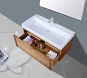 Badkamermeubelset 100cm Sanipro Vision Trend massief eiken hout met Kunstmarmer wasbak