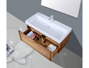 Badkamermeubelset 100cm Sanipro Vision Trend massief eiken hout met Kunstmarmer wasbak