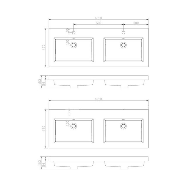 Badkamermeubelset 120cm Sanipro Vision Trend massief eiken hout met Kunstmarmer wasbak