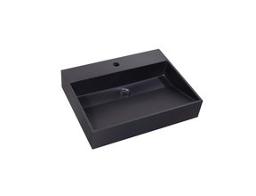 Wastafel Zwart Mat Quartz Trend 60x47x12 cm met 1 kraangat overloop