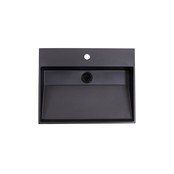 Wastafel Zwart Mat Quartz Trend 60x47x12 cm met 1 kraangat overloop