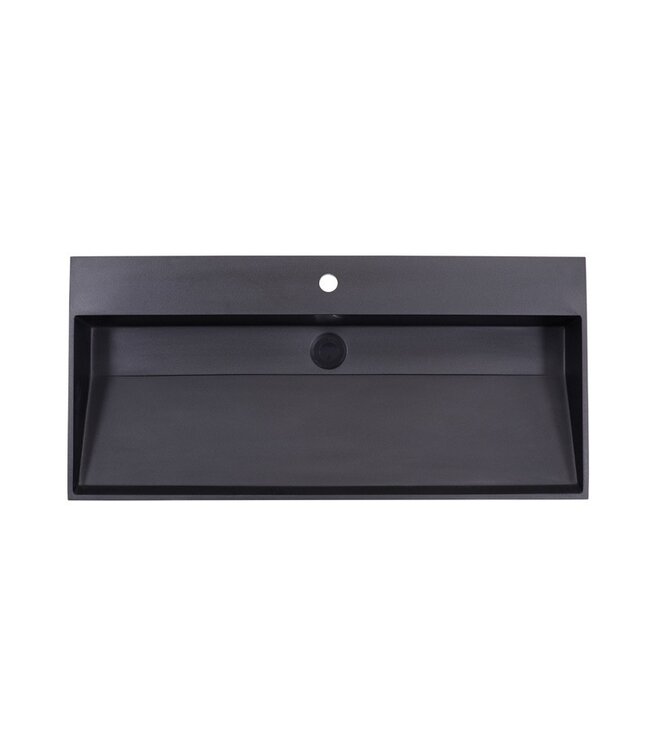Wastafel Zwart Mat Quartz Trend 100x47x12 cm met 1 kraangat met overloop
