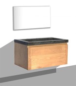 Badkamermeubelset 80cm met wastafel Vision Stone Sanipro massief eiken hout met natuursteen wasbak