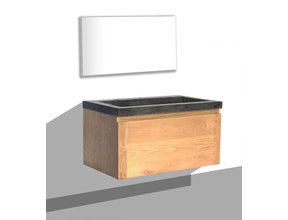 Badkamermeubelset 80cm met wastafel Vision Stone Sanipro massief eiken hout met natuursteen wasbak