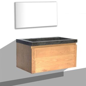 Badkamermeubelset 80cm met wastafel Vision Stone Sanipro massief eiken hout met natuursteen wasbak