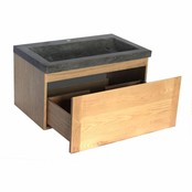 Badkamermeubelset 80cm met wastafel Vision Stone Sanipro massief eiken hout met natuursteen wasbak