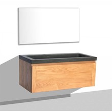 Badkamermeubelset 100cm met wastafel Vision Stone Sanipro massief eiken hout met natuursteen wasbak