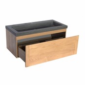 Badkamermeubelset 100cm met wastafel Vision Stone Sanipro massief eiken hout met natuursteen wasbak Badkamermeubelset 100cm met wastafel Vision Stone Sanipro massief eiken hout met natuursteen wasbak