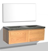 Badkamermeubelset 120cm met wastafel Vision Stone Sanipro massief eiken hout met Natuursteen wasbak