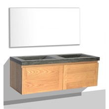 Badkamermeubelset 120cm met wastafel Vision Stone Sanipro massief eiken hout met Natuursteen wasbak