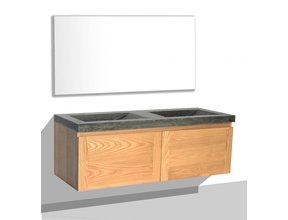 Badkamermeubelset 120cm met wastafel Vision Stone Sanipro massief eiken hout met Natuursteen wasbak