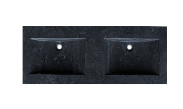 Badkamermeubelset 120cm met wastafel Vision Stone Sanipro massief eiken hout met Natuursteen wasbak