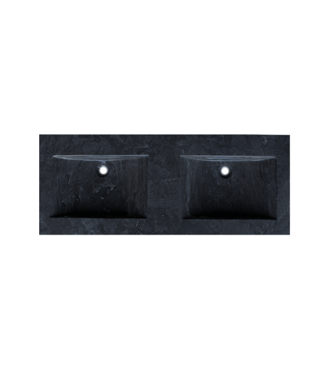 Badkamermeubelset 120cm met wastafel Vision Stone Sanipro massief eiken hout met Natuursteen wasbak