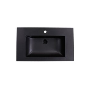 Wastafel Quartz Classic Mat Zwart 80x47x3 cm met kraangat