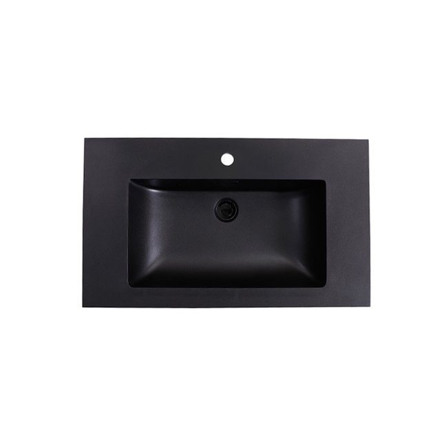 Wastafel Quartz Classic Mat Zwart 80x47x3 cm met kraangat Wastafel Quartz Classic Mat Zwart 80x47x3 cm met kraangat