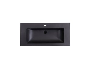 Wastafel Quartz Classic Mat Zwart 100x47x3 cm met kraangat