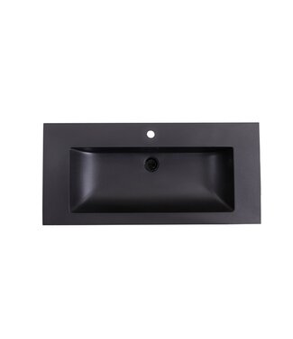 SANI-SUPPLY Wastafel Quartz Classic Mat Zwart 100x47x3 cm met kraangat