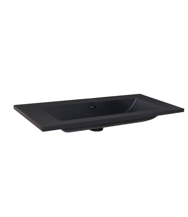 Wastafel Quartz Classic Mat Zwart 100x47x3 cm met kraangat