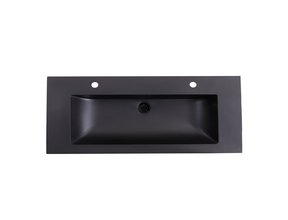 Wastafel Quartz Classic Mat Zwart 120x47x3 cm enkele bak met kraangat