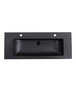 SANI-SUPPLY Wastafel Quartz Classic Mat Zwart 120x47x3 cm enkele bak met kraangat
