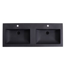 Wastafel Quartz Classic Mat Zwart 120x47x3 cm dubbele bak met 2 kraangaten