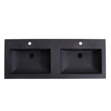 Wastafel Quartz Classic Mat Zwart 120x47x3 cm dubbele bak met 2 kraangaten