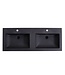 SANI-SUPPLY Wastafel Quartz Classic Mat Zwart 120x47x3 cm dubbele bak met 2 kraangaten