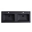 SaniPRO Wastafel Quartz Classic Mat Zwart 140x47x3 cm dubbele bak met 2 kraangaten