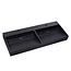 SaniPRO Wastafel Quartz Trend Mat Zwart 140x47x12 cm dubbele bak met 2 kraangaten en overloop