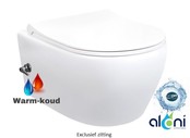 Randloos Hangtoilet Aloni met geïntegreerd bidetkraan Warm en Koud Wit diepspoel incl. Softclose Toiletbril Ultra Dun Randloos Hangtoilet Aloni met geïntegreerd bidetkraan Warm en Koud Wit diepspoel incl. Softclose Toiletbril Ultra Dun