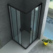 Douchecabine Donna 90x90cm Mat Zwart 195cm Creavit Aloni Helder Glas 6mm Veiligheidsglas Nano Coating Schuifdeur Hoekinstap Vierkant aluminium Profiel