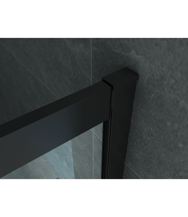 Inloopdouche Donna 90x200cm Mat Zwart Raster Aloni Donna Douchewand Industrieel 8mm Veiligheidsglas anti-kalk Aliminium Profiel