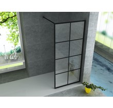 Inloopdouche Donna 140x200cm Mat Zwart Raster Aloni Donna Douchewand Industrieel 8mm Veiligheidsglas anti-kalk Aliminium Profiel