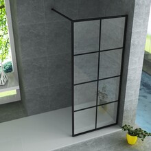 Inloopdouche Donna 140x200cm Mat Zwart Raster Aloni Donna Douchewand Industrieel 8mm Veiligheidsglas anti-kalk Aliminium Profiel