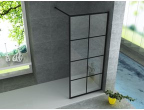 Inloopdouche Donna 140x200cm Mat Zwart Raster Aloni Donna Douchewand Industrieel 8mm Veiligheidsglas anti-kalk Aliminium Profiel